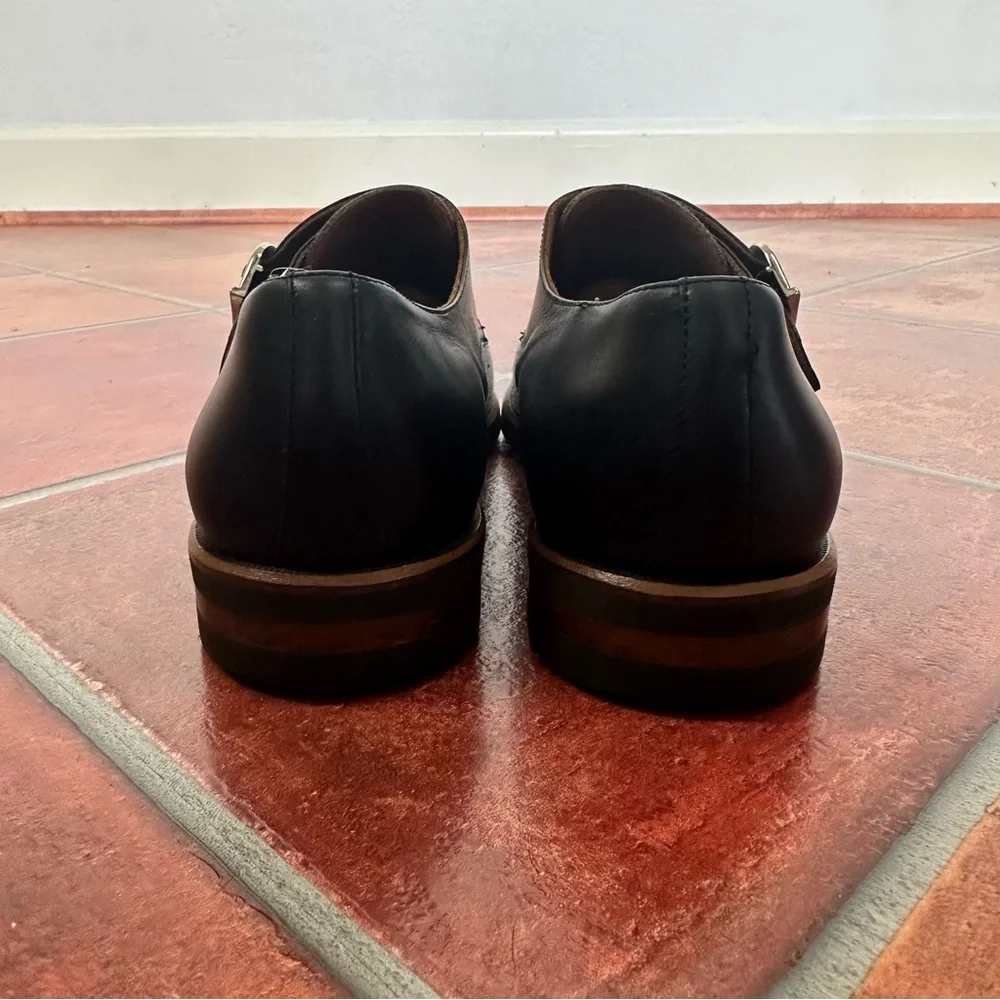 Taft Men’s Double Monk Strap Shoes in Italian Leather and Grey Flannel